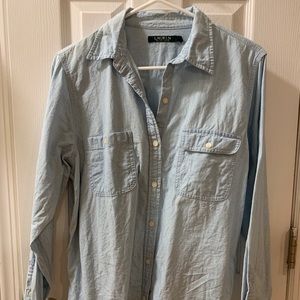 Ralph Lauren button down light blue top With jeans
